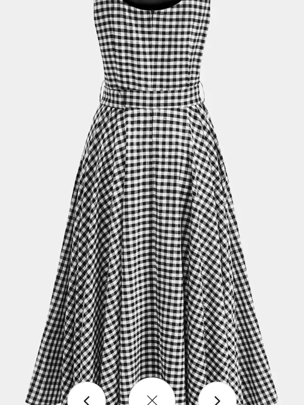 Commence gingham Square-Neck Belted midi Dress - Black & White NWT - Picture 2 of 4
